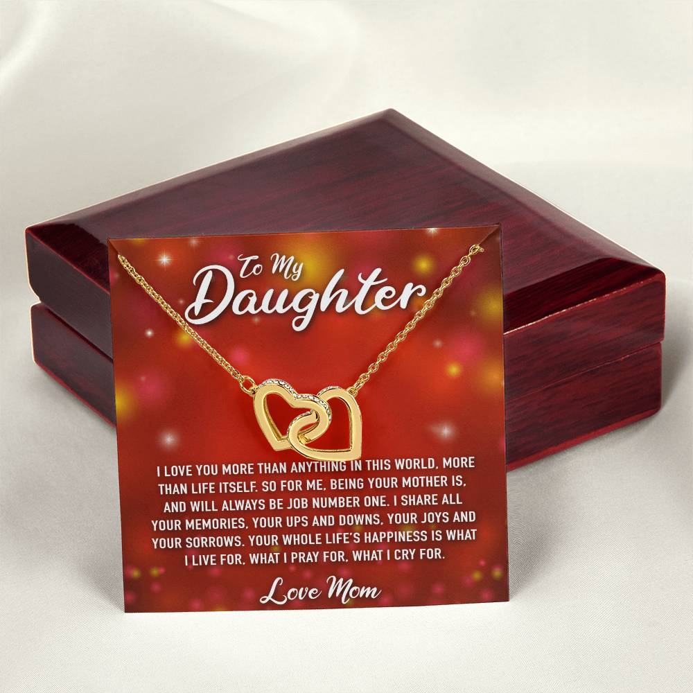 To My Daughter Interlocking Hearts Necklace