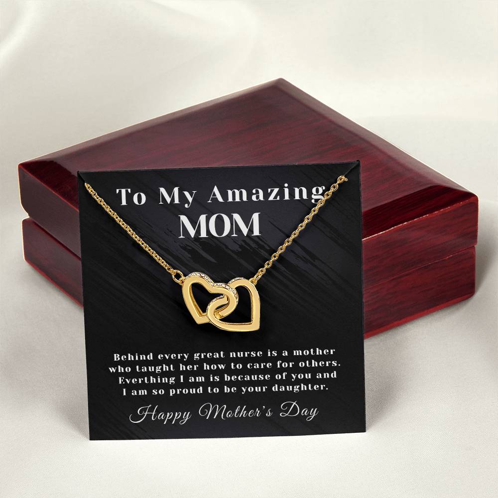 Amazing Mom - Interlocking Hearts - Mother'S Day - Nurse Interlocking Hearts Necklace