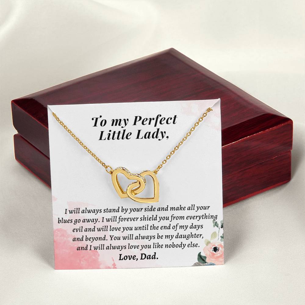 Gift For Daughter From Dad - I Will Always Love You Like Nobody Else Interlocking Hearts Necklace