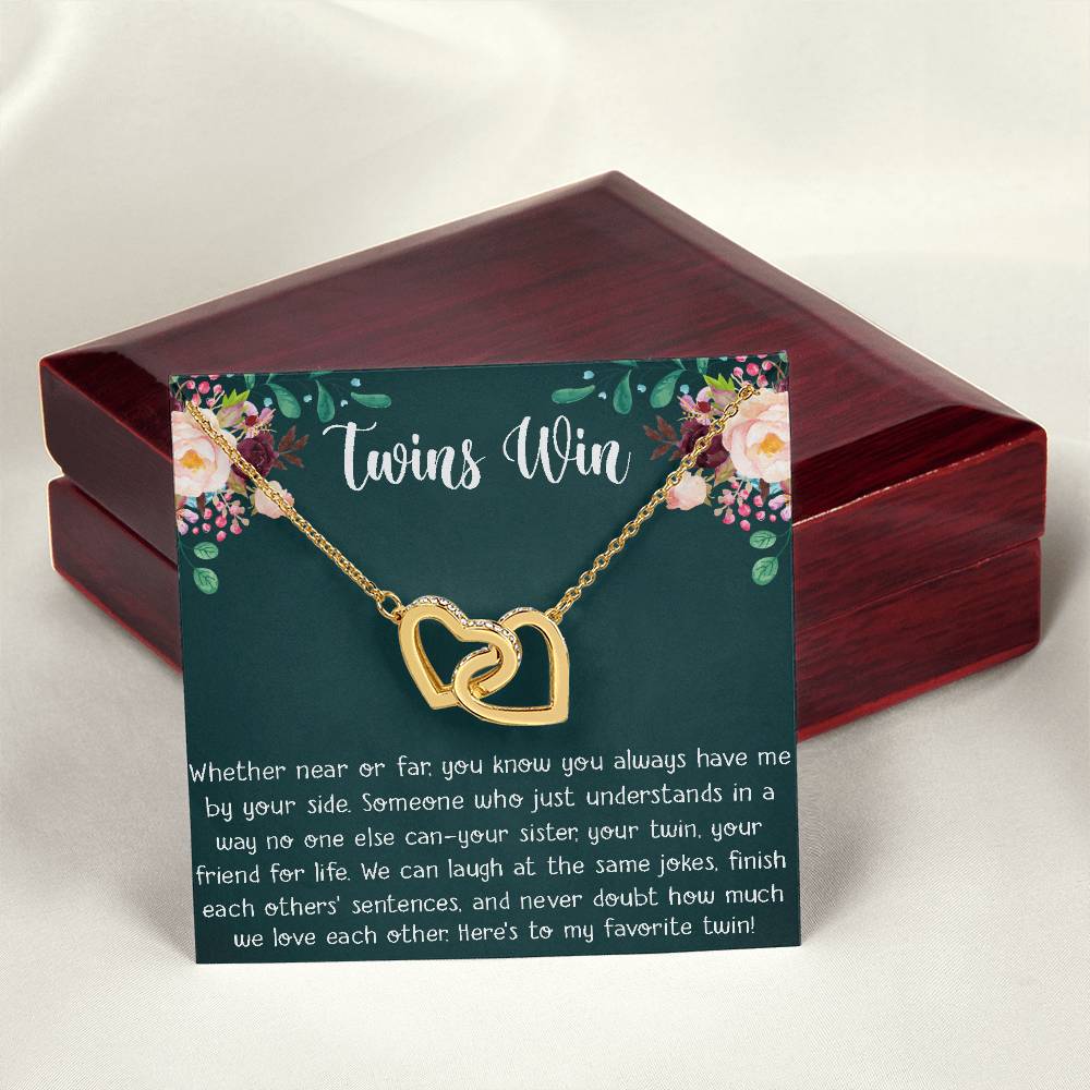 My Twin Interlocking Hearts Necklace - Perfect Gift For Your Twin Sister Twin Girl Show Your Twin Love With The Best Present