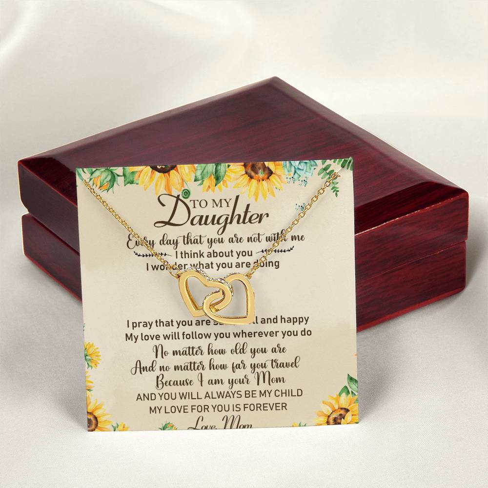 To My Daughter Interlocking Hearts Necklace Message Card