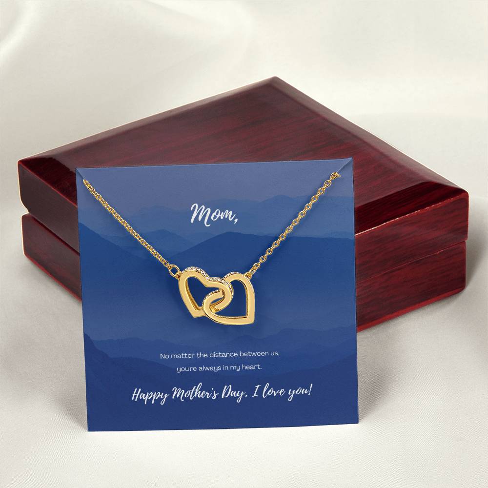No Matter The Distance - Mother'S Day Two Hearts Necklace Interlocking Hearts Necklace