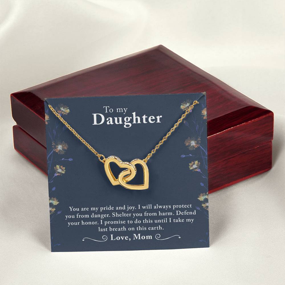 To My Daughter Interlocking Hearts Necklace Message Card