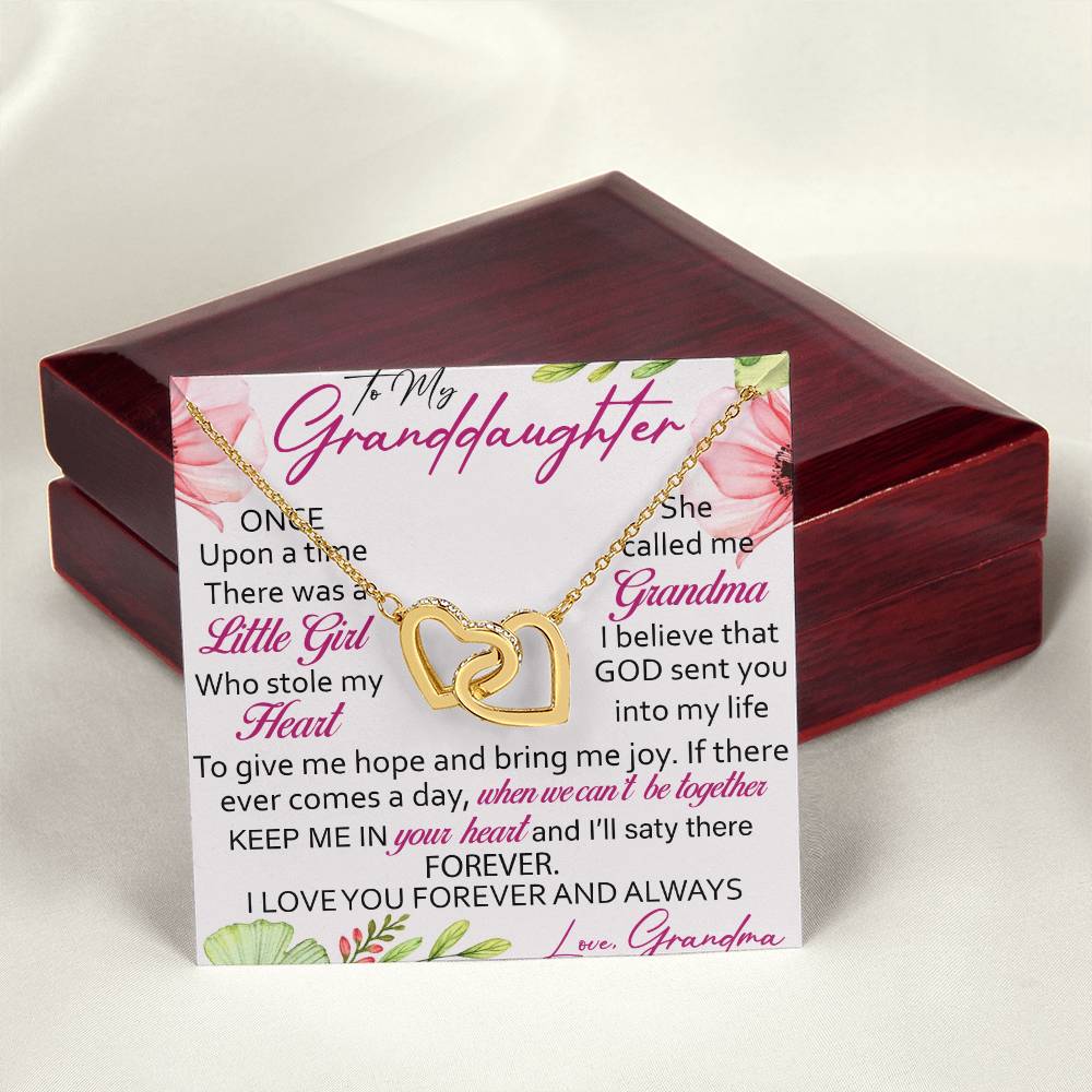 To My Granddaughter Interlocking Hearts Necklace Message Card