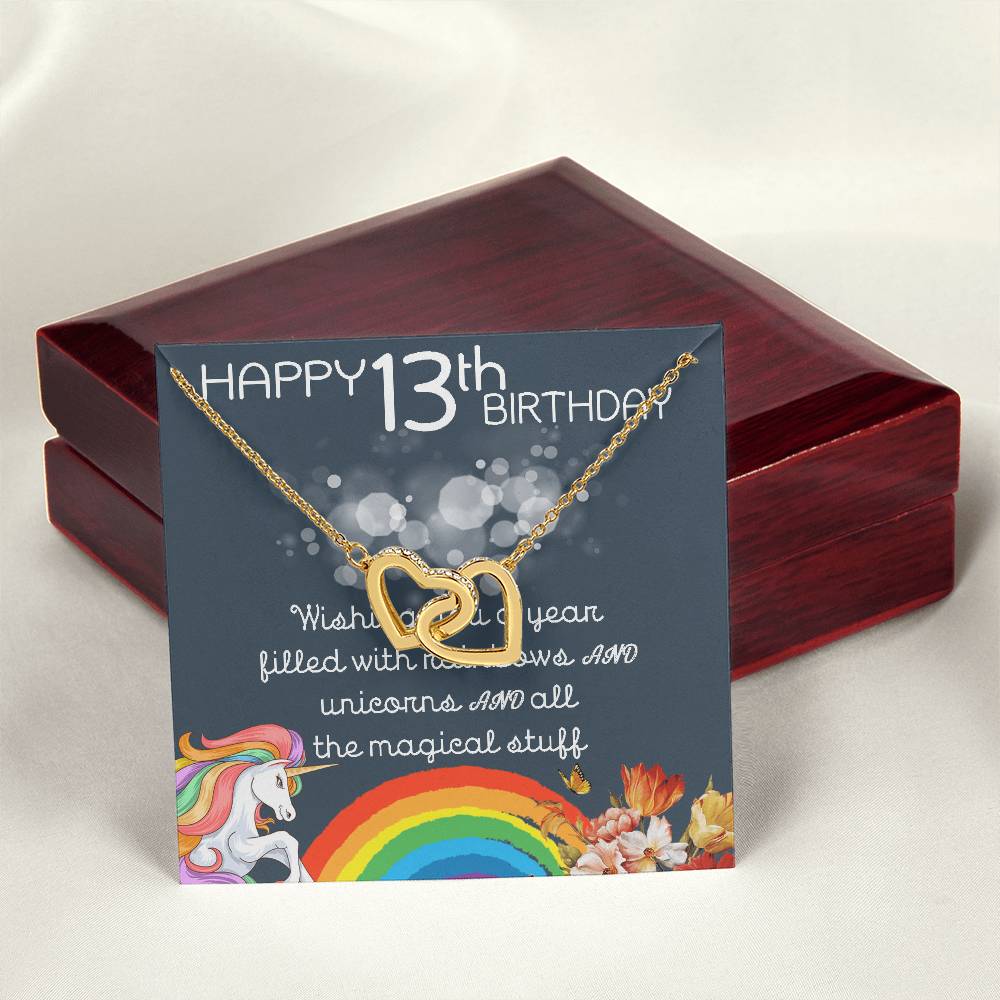 13Th Birthday Necklace Gifts For Girls Cute Unicorn 13 Years Old Girl Jewelry Gift For Daughter Niece Interlocking Necklace Xu246Il06 Interlocking Hearts Necklace
