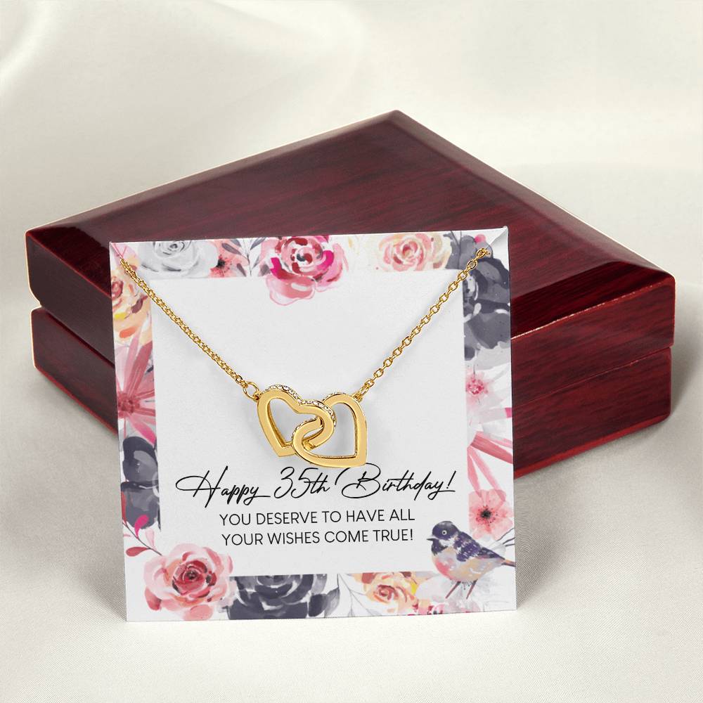 Happy 35Th Birthday Interlocking Hearts Necklace Message Card