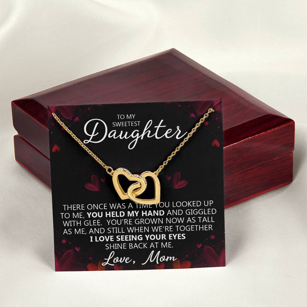 To My Daughter - You Are My Heart - Unique Heart Bonding Necklace Gift Set Interlocking Hearts Necklace