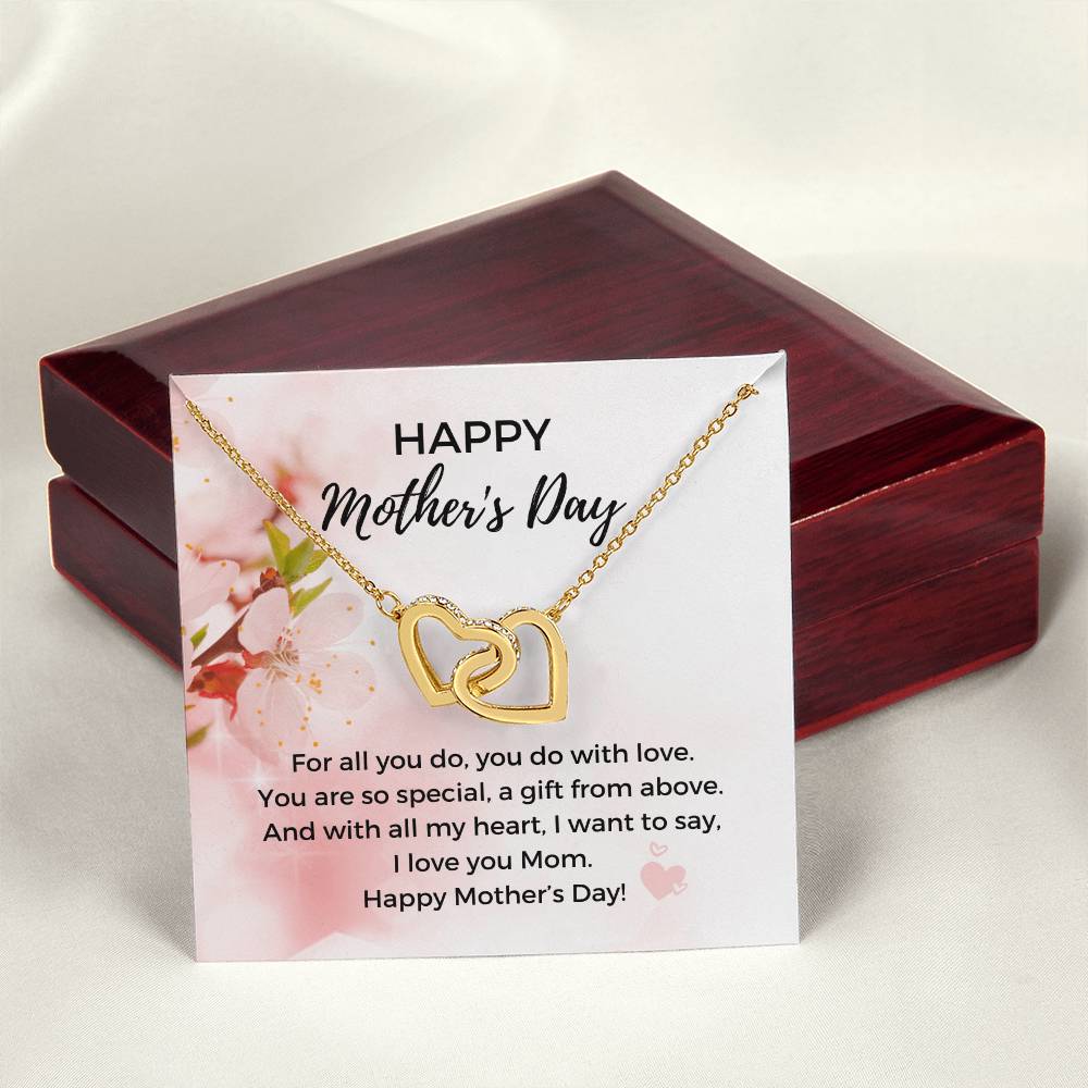 Mother'S Day Heart Necklace - 316 Steel With 18K Rose Gold Finish And Cubic Zirconia Stones - In The U.S.A. 🇺🇸 Interlocking Hearts Necklace