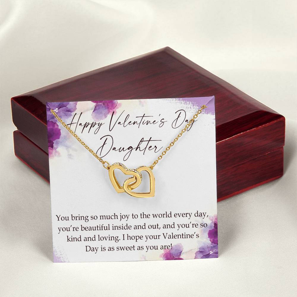 Happy Valentine'S Day Daughter Interlocking Hearts Necklace Message Card