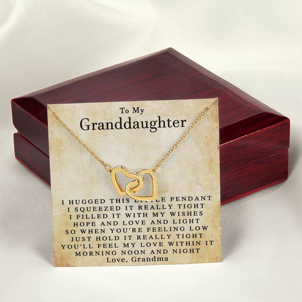 To My Granddaughter Love Grandma Interlocked Heart Necklace Interlocking Hearts Necklace