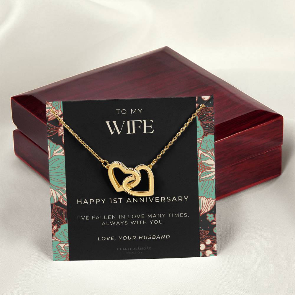 1 Year Anniversary Gift For Wife 1 Year Anniversary Gifts 1 Year Wedding Anniversary Gift Ideas 1St Wedding Anniversary Gift For Her Interlocking Hearts Necklace