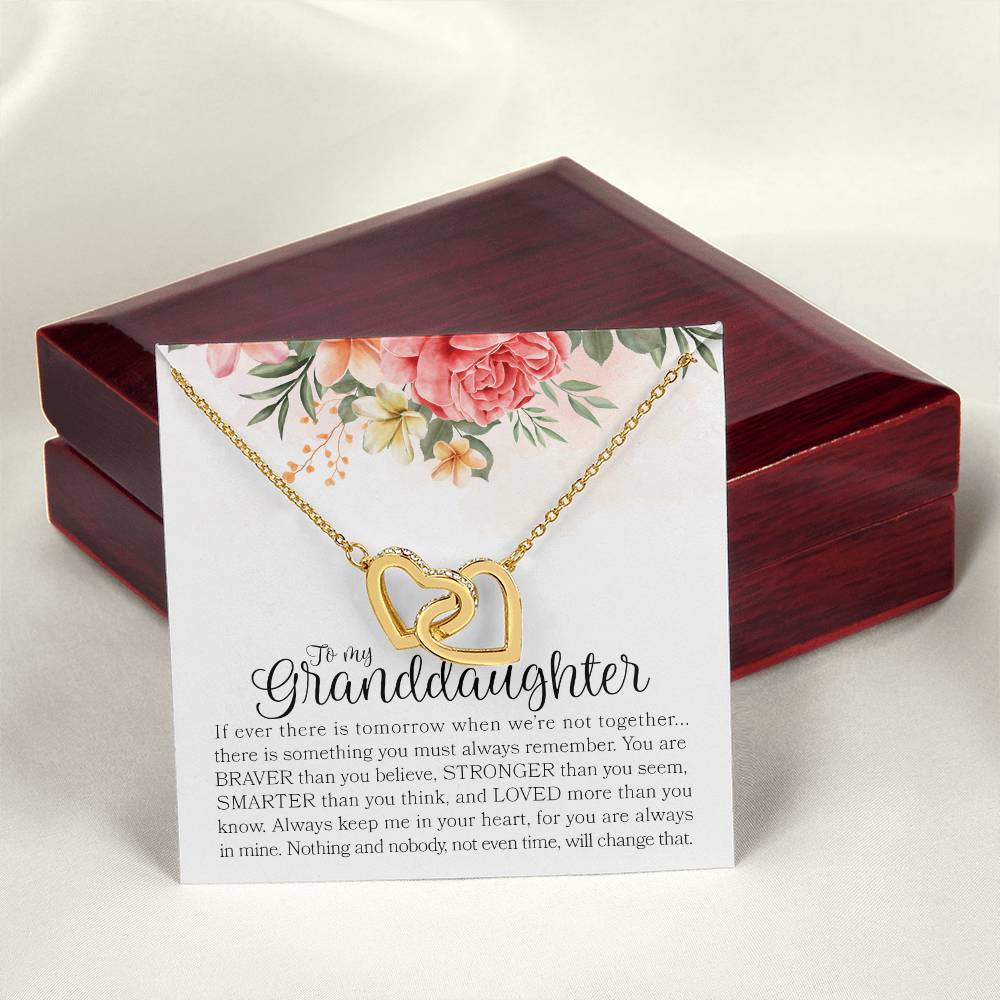 To My Granddaughter Necklace Gift For Granddaughter Granddaughter Graduation Gift Interlocking Hearts Necklace