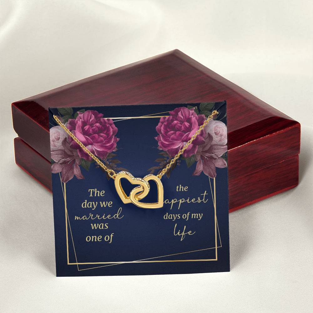 The Day We Married - Interlocking Hearts Necklace - Gift For Wife