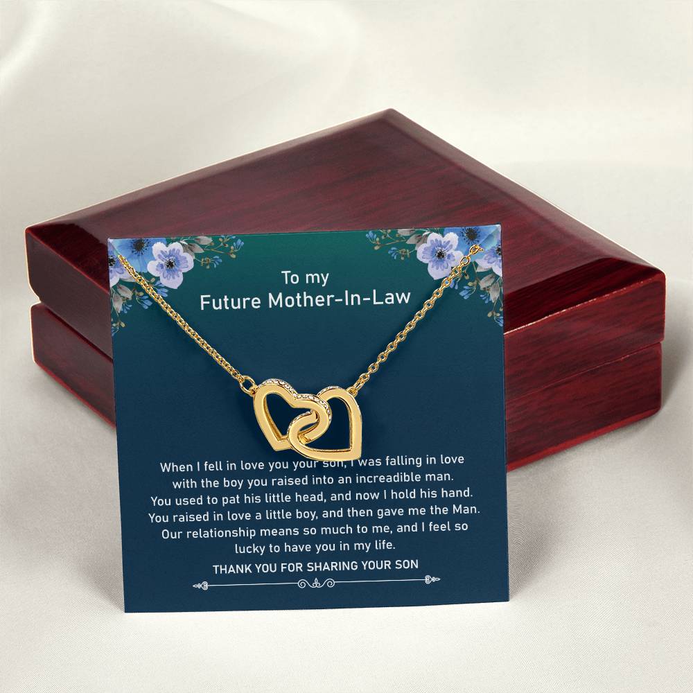 Future Mother In Law - Raised Incredible Man Interlocking Heart Necklace Interlocking Hearts Necklace