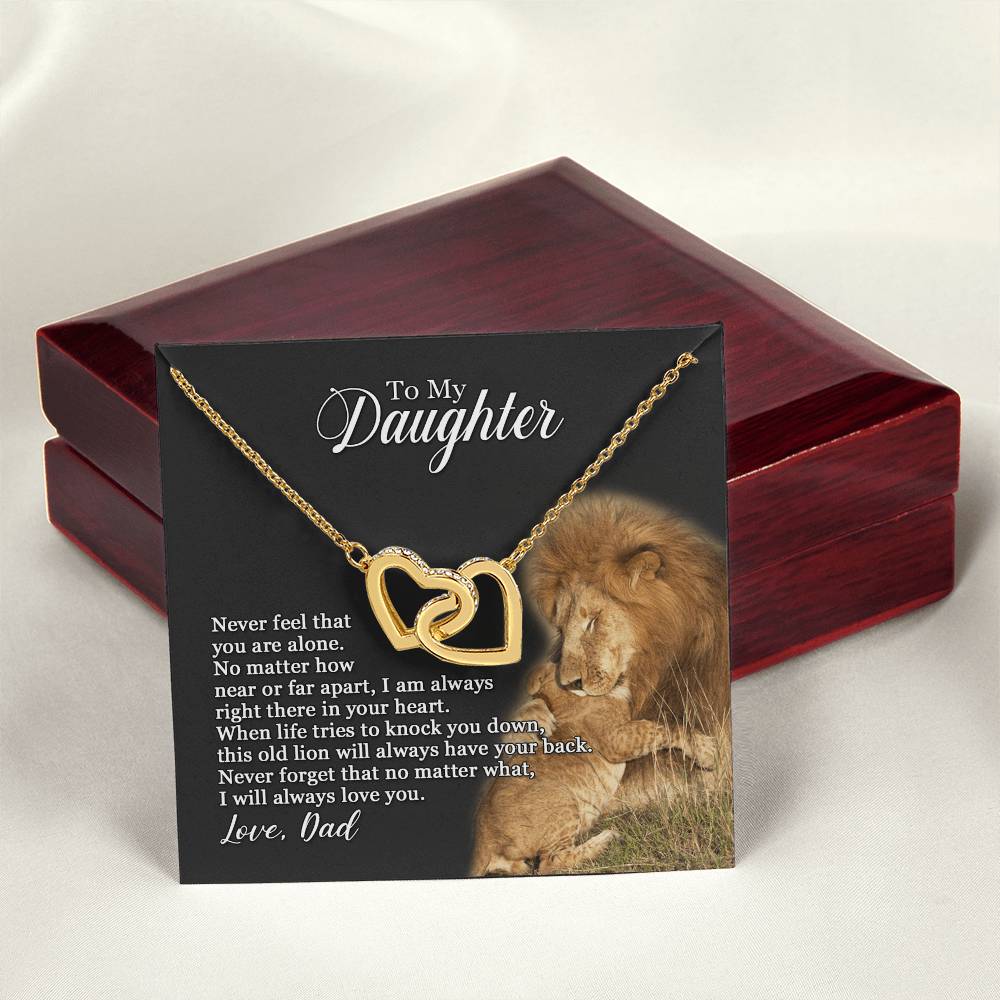 To My Daughter - I Will Always Love You - Necklace Mb Interlocking Hearts Necklace