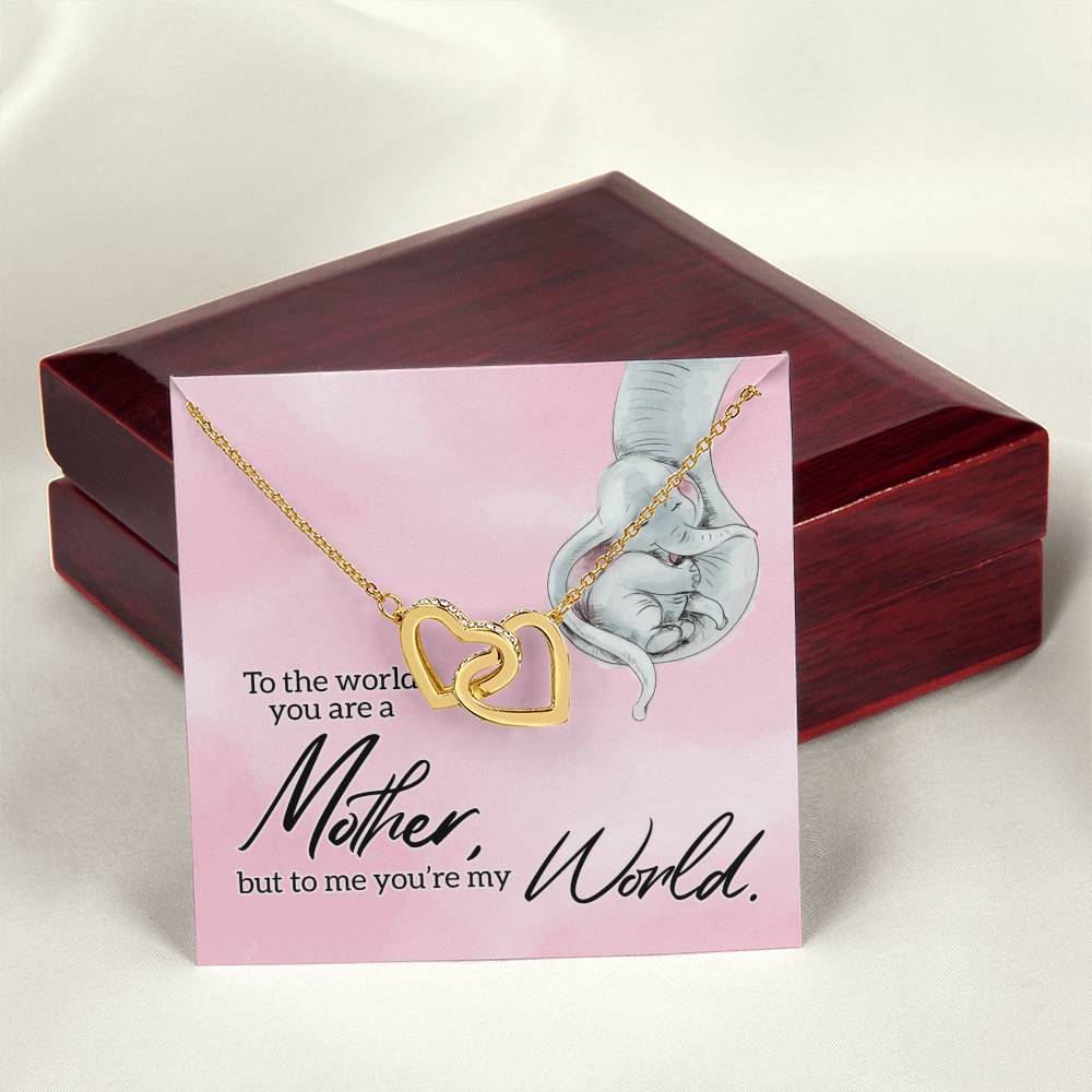 To My Mother - You’Re My World - Interlocking Necklace Interlocking Hearts Necklace