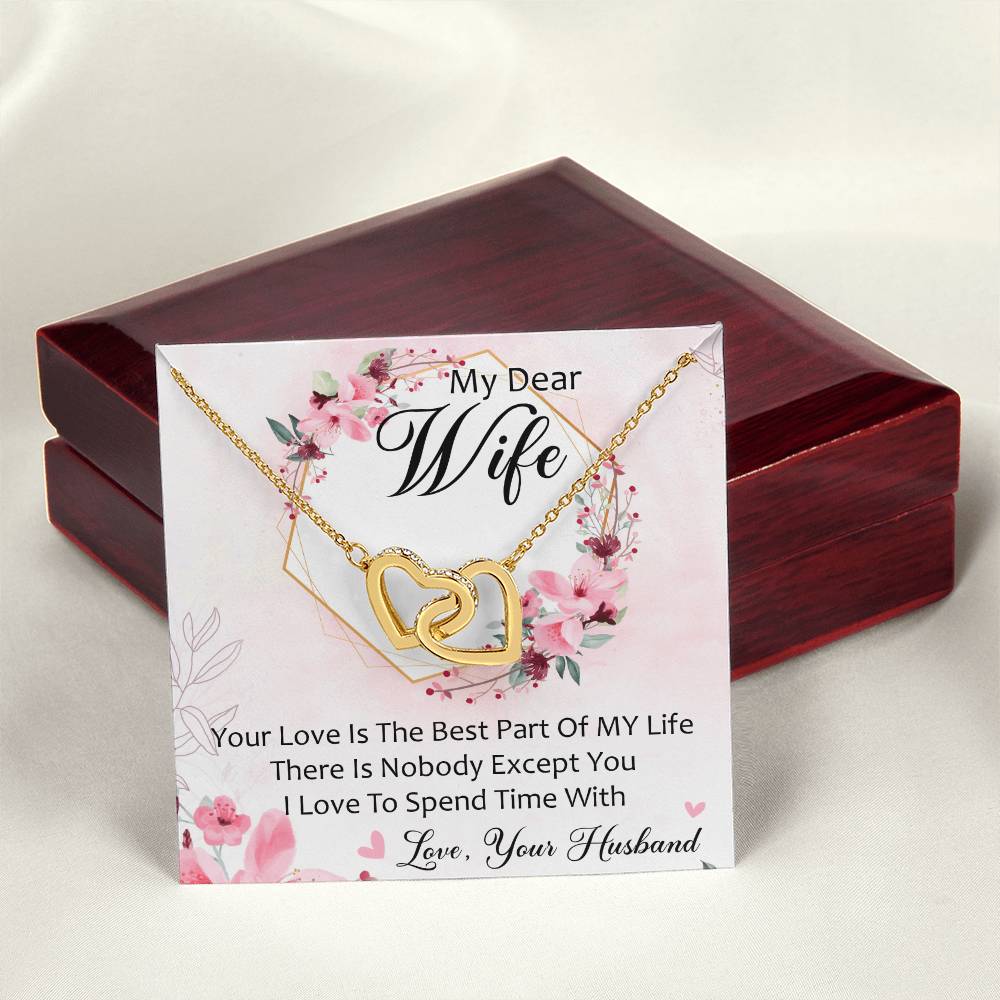 My Dear Wife Interlocking Hearts Necklace Message Card