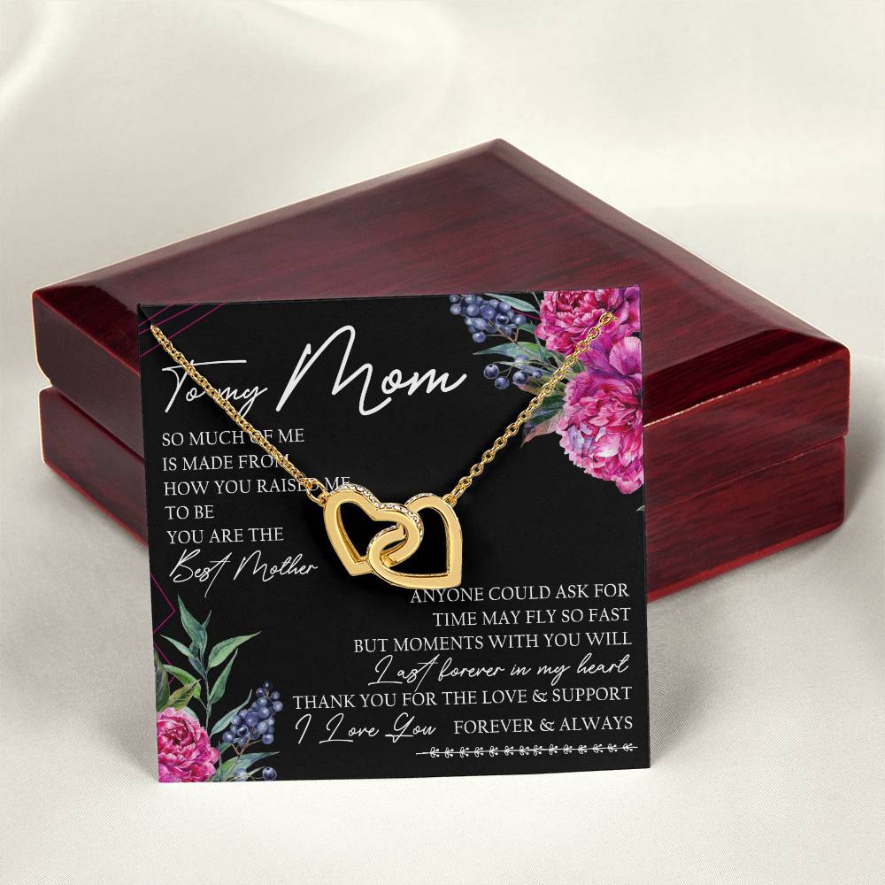 To My Mom Interlocking Hearts Necklace Message Card