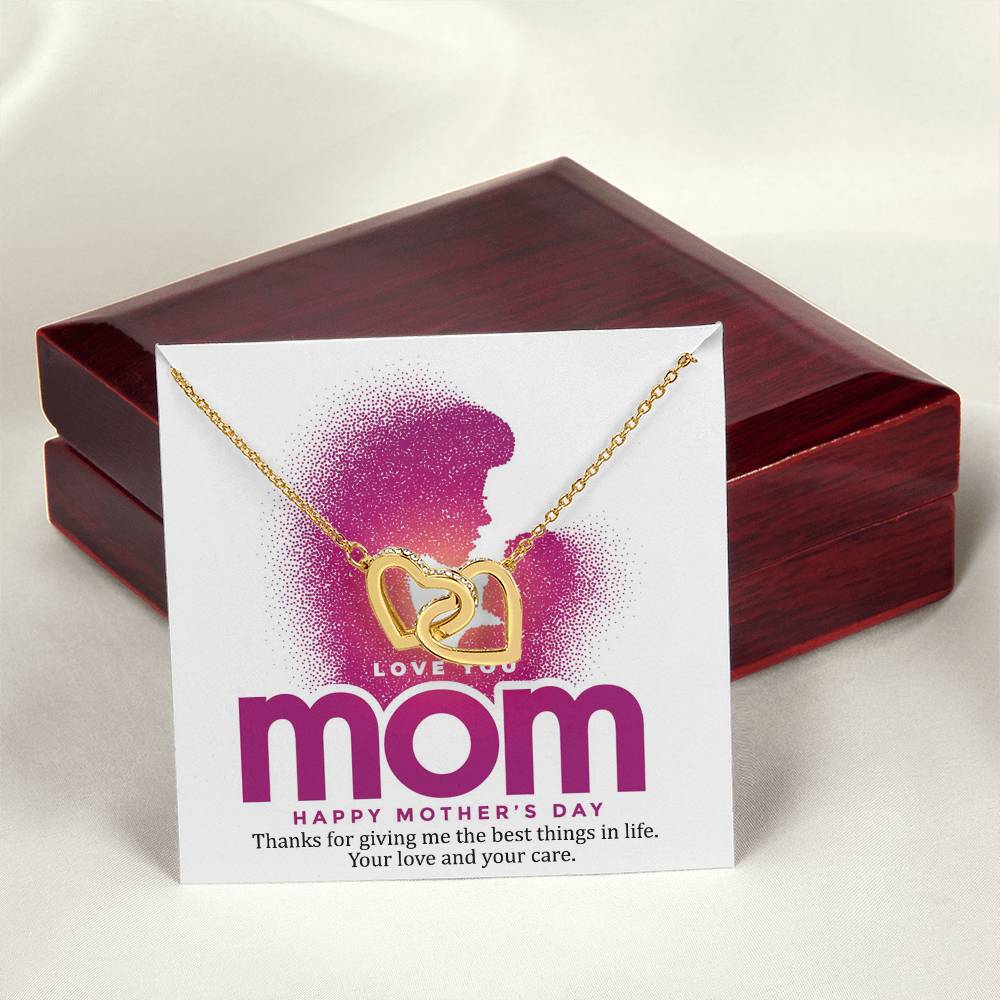 Thanks For Giving Me The Best Things In Life Mother - Necklace Interlocking Hearts Necklace