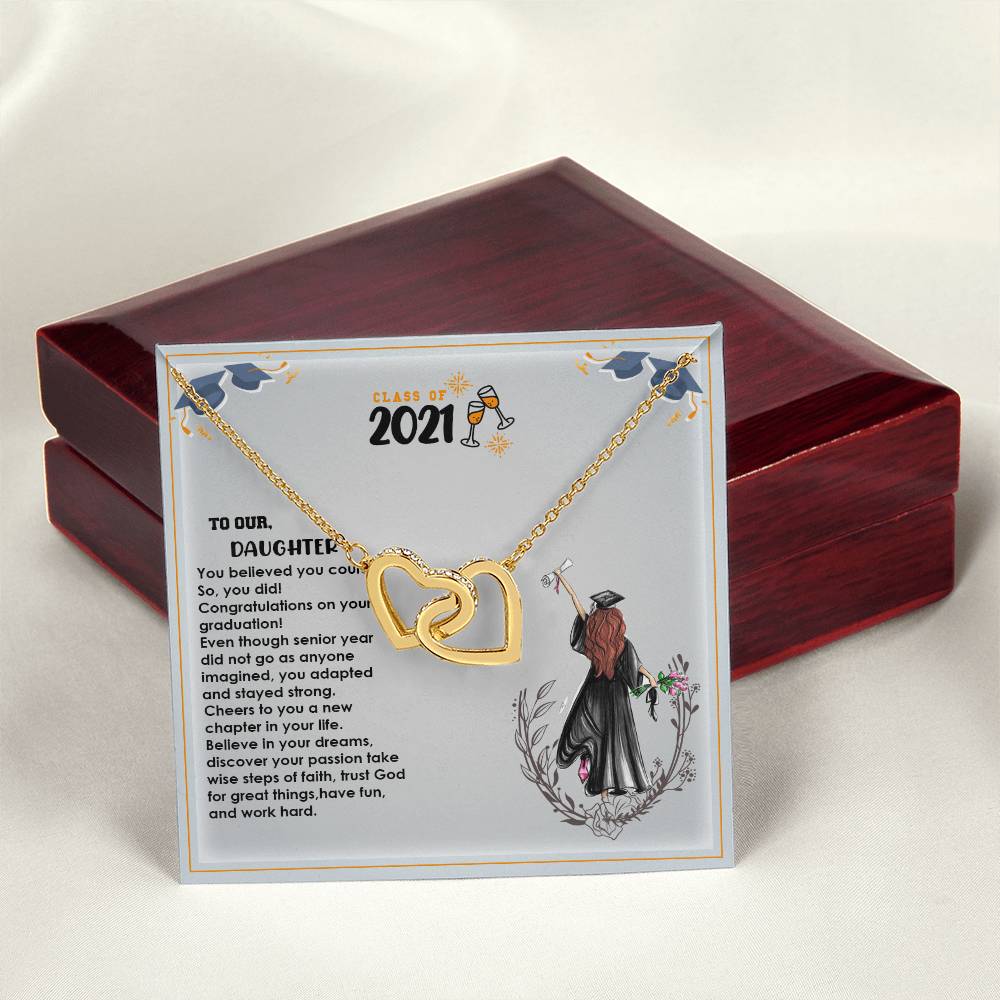 Interlocked Never-Ending Love Necklace For Believer Graduate Daughter Interlocking Hearts Necklace