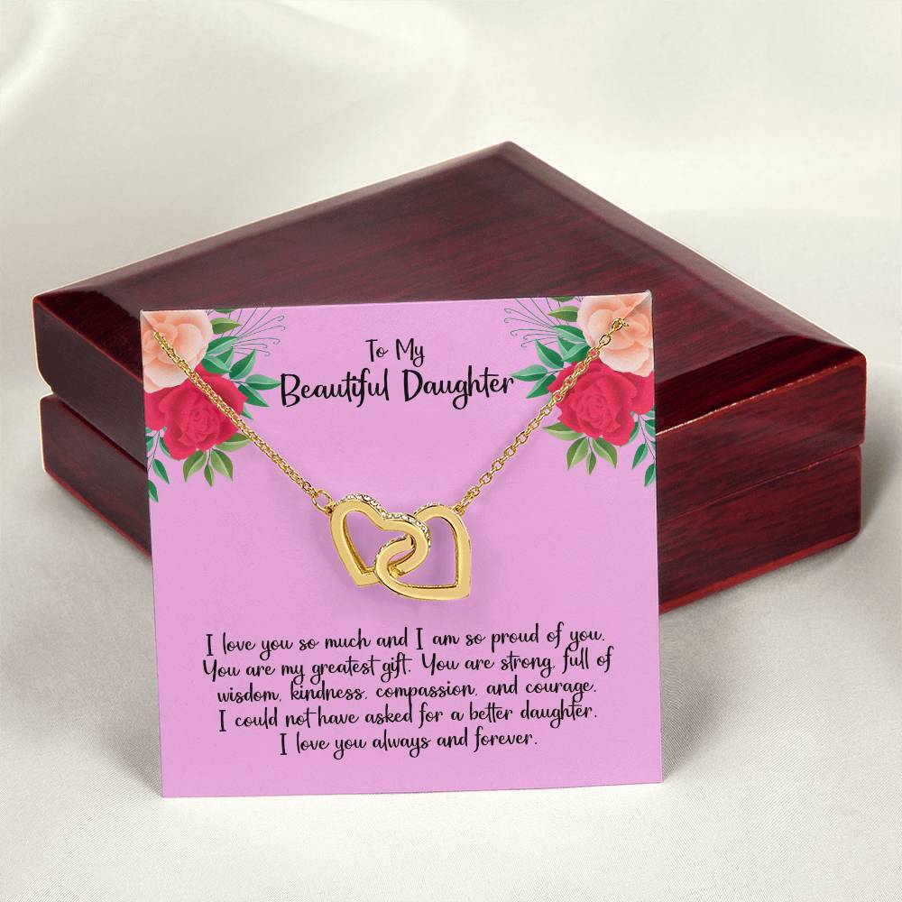 To My Beautiful Daughter - Interlocking Heart Necklace Interlocking Hearts Necklace