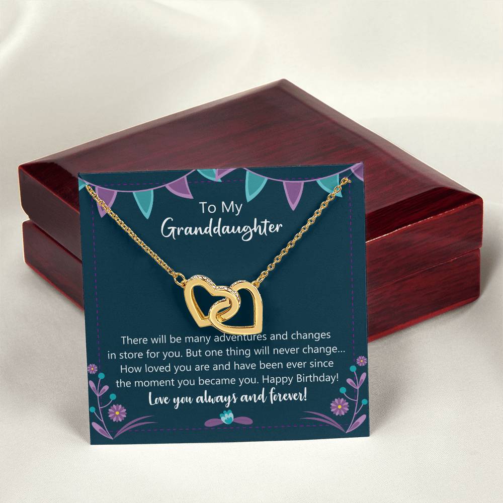 Happy Birthday My Granddaughter Interlocking Hearts Necklace