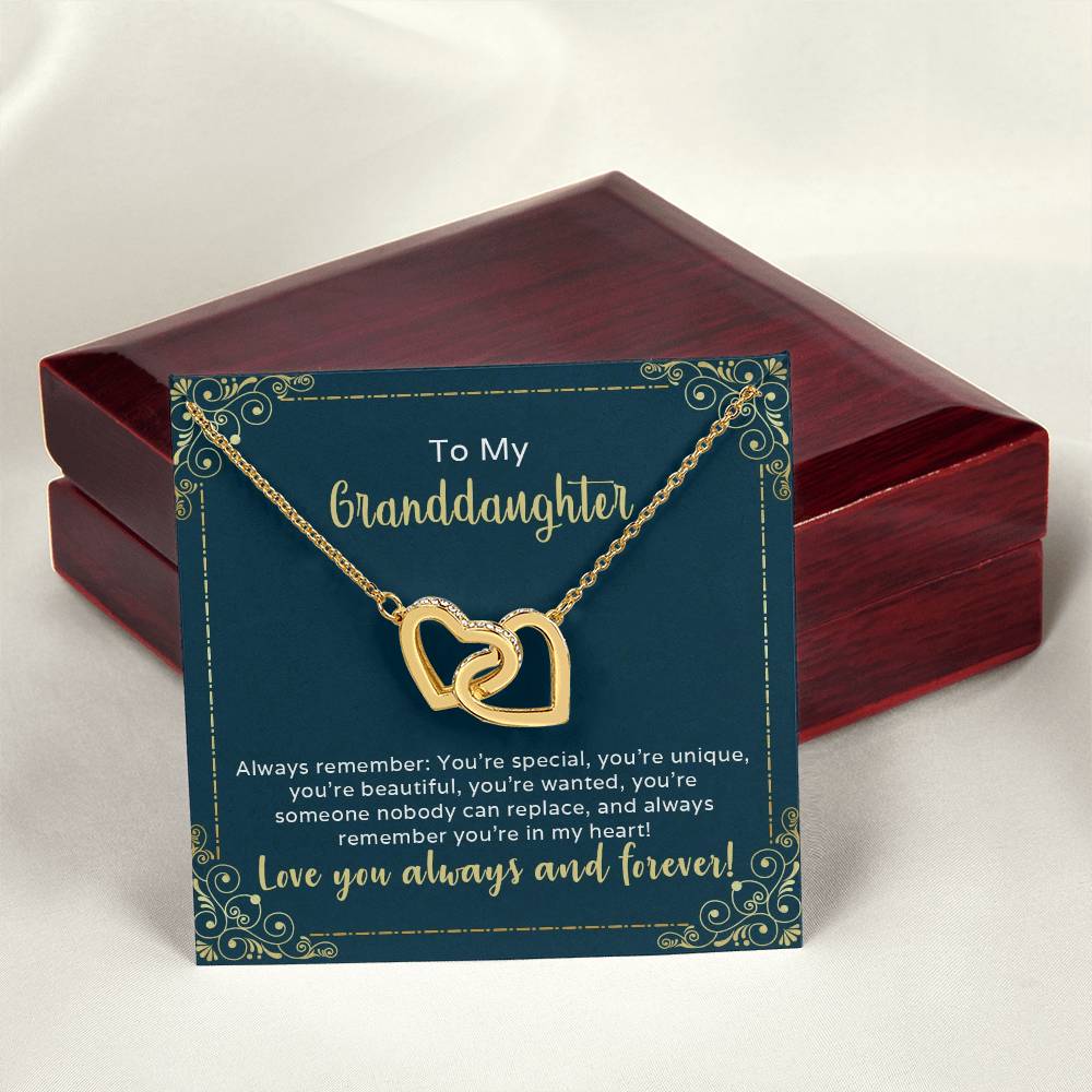 To My Granddaughter-You Are Special And Unique Interlocking Hearts Necklace