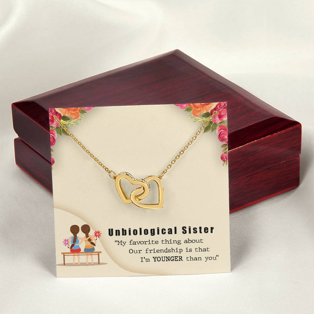 Unbiologocal Sister Interlocking Hearts Necklace