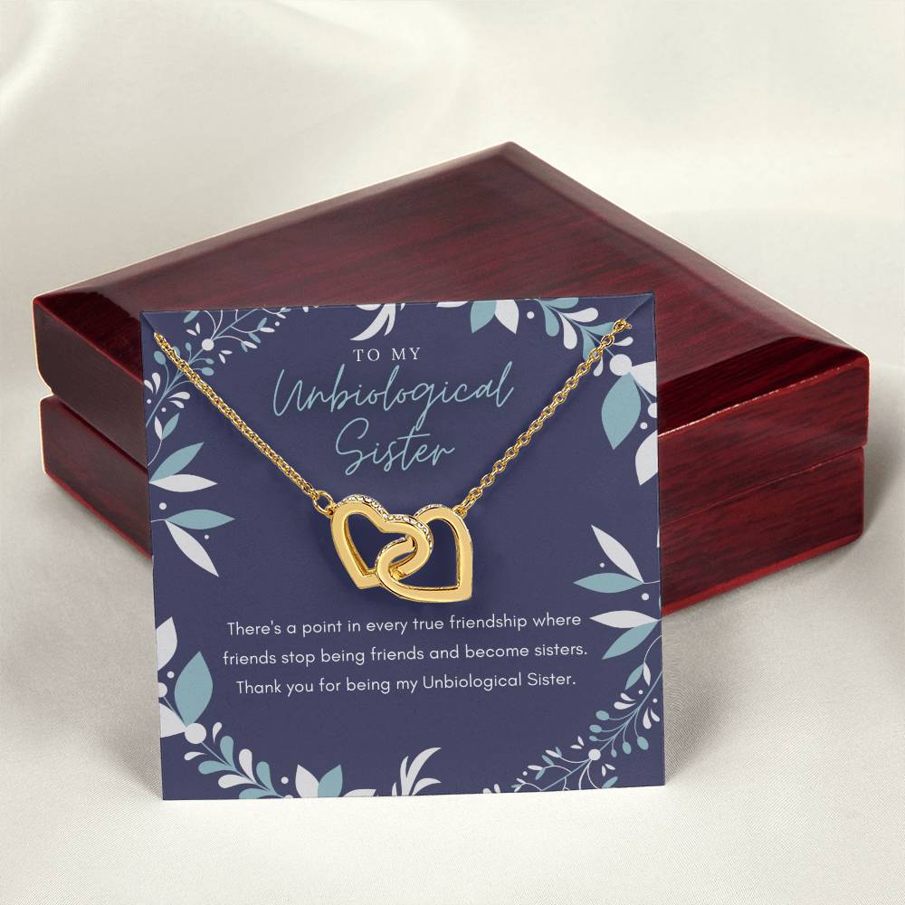 Unbiological Sister Interlocking Hearts Necklace