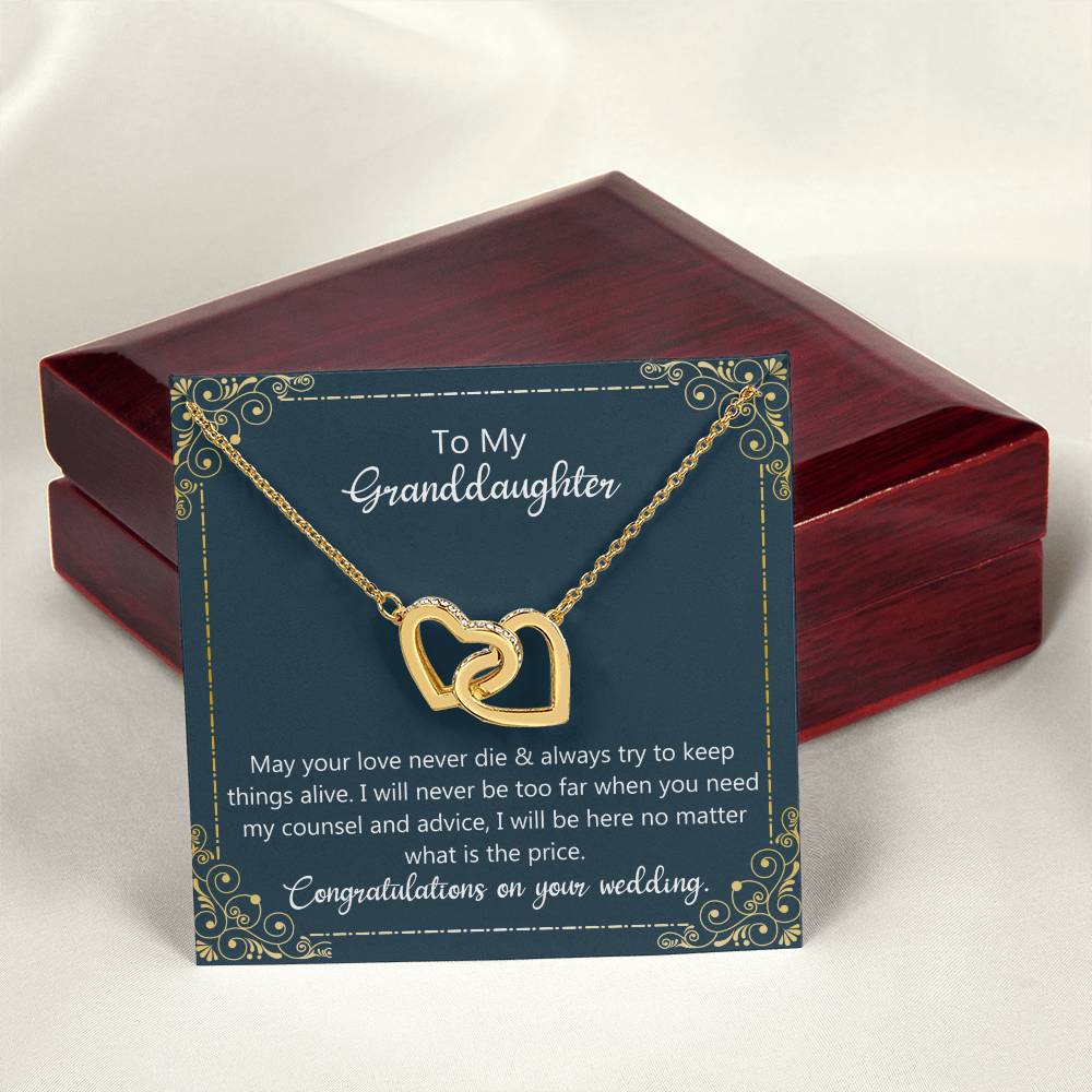 May Your Love Never Die - Granddaughter Wedding Gift Interlocking Hearts Necklace
