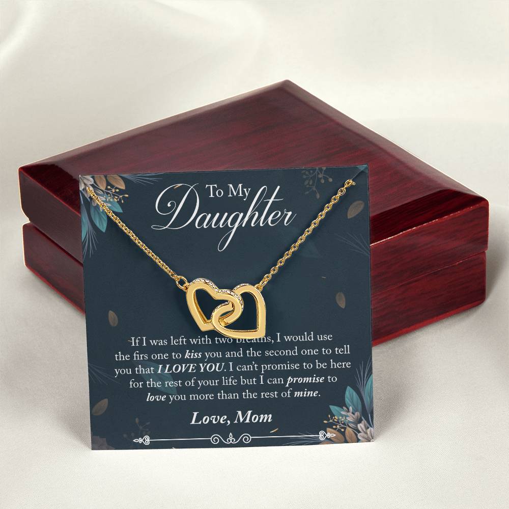 To My Daughter - I Promise To Love You For The Rest Of My Life Interlocking Hearts Necklace