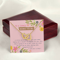 Mama To Be Interlocking Hearts Necklace Pink Floral Baby Shower