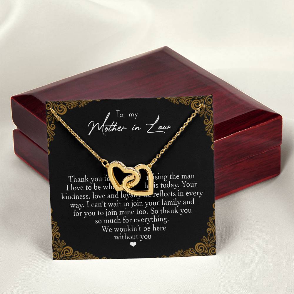 To My Mother In Law Thank You For Raising The Man I Love Heart Necklace Interlocking Hearts Necklace