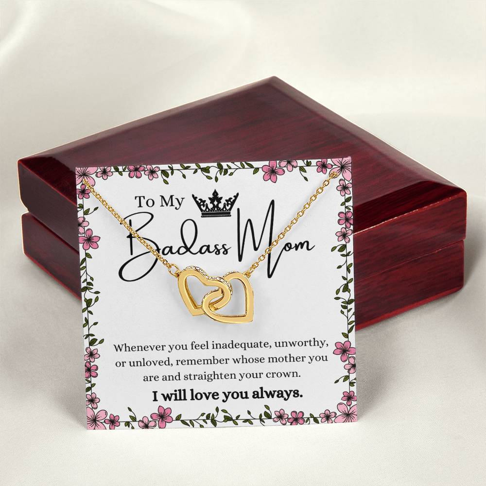 To My Badass Mom Interlocking Hearts Necklace Gift Set