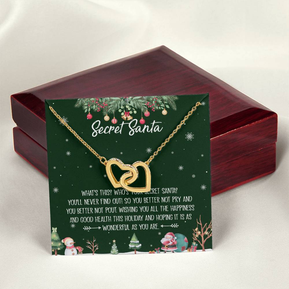 Secret Santa Interlocking Hearts Necklace Message Card
