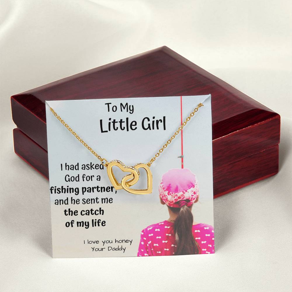To My Little Girl Interlocking Heart Necklace With Message Card Interlocking Hearts Necklace