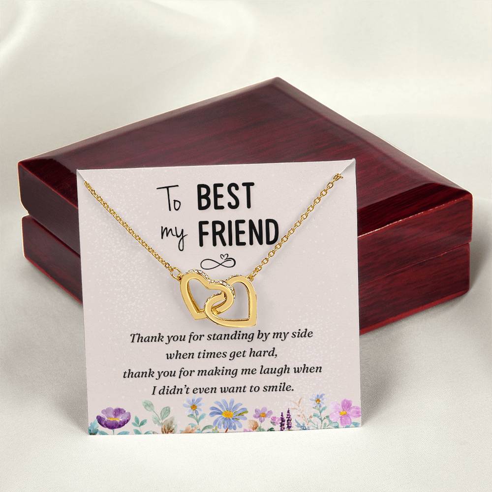 To My Best Friend-Thank You Interlocking Hearts Necklace