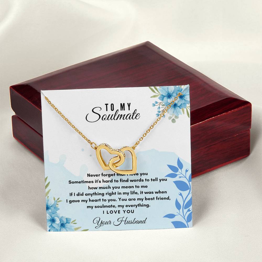 To My Soulmate Interlocking Hearts Necklace