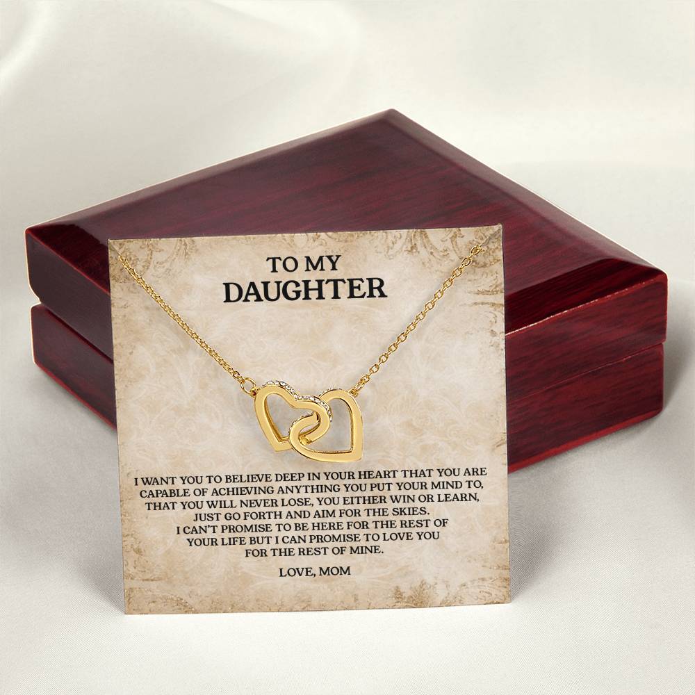 To My Daughter - Love Mom Interlocking Hearts Necklace