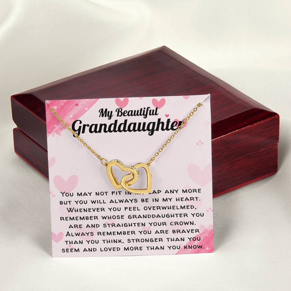 Beautiful Granddaughter Necklace - You Will Always Be In My Heart Interlocking Hearts Necklace