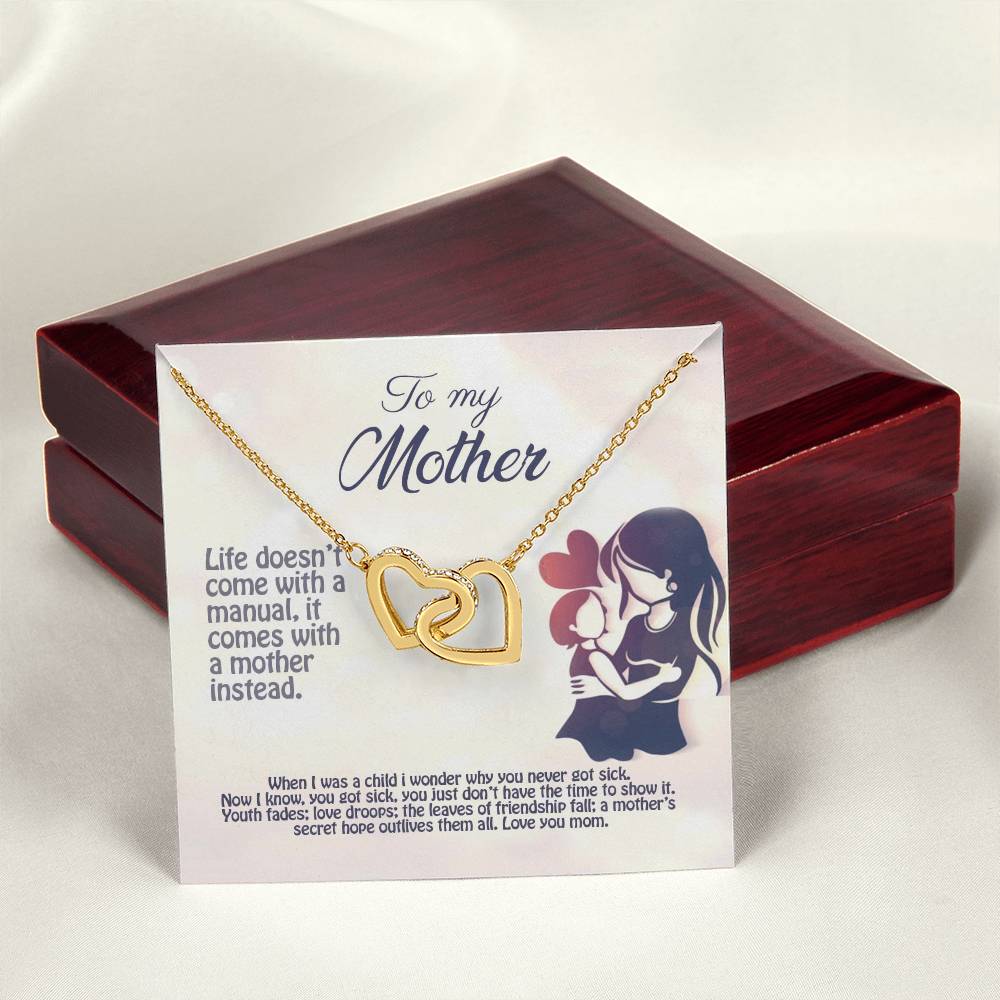 Life Doesn'T Come With A Manual It Comes With A Mother Interlocking Hearts Necklace