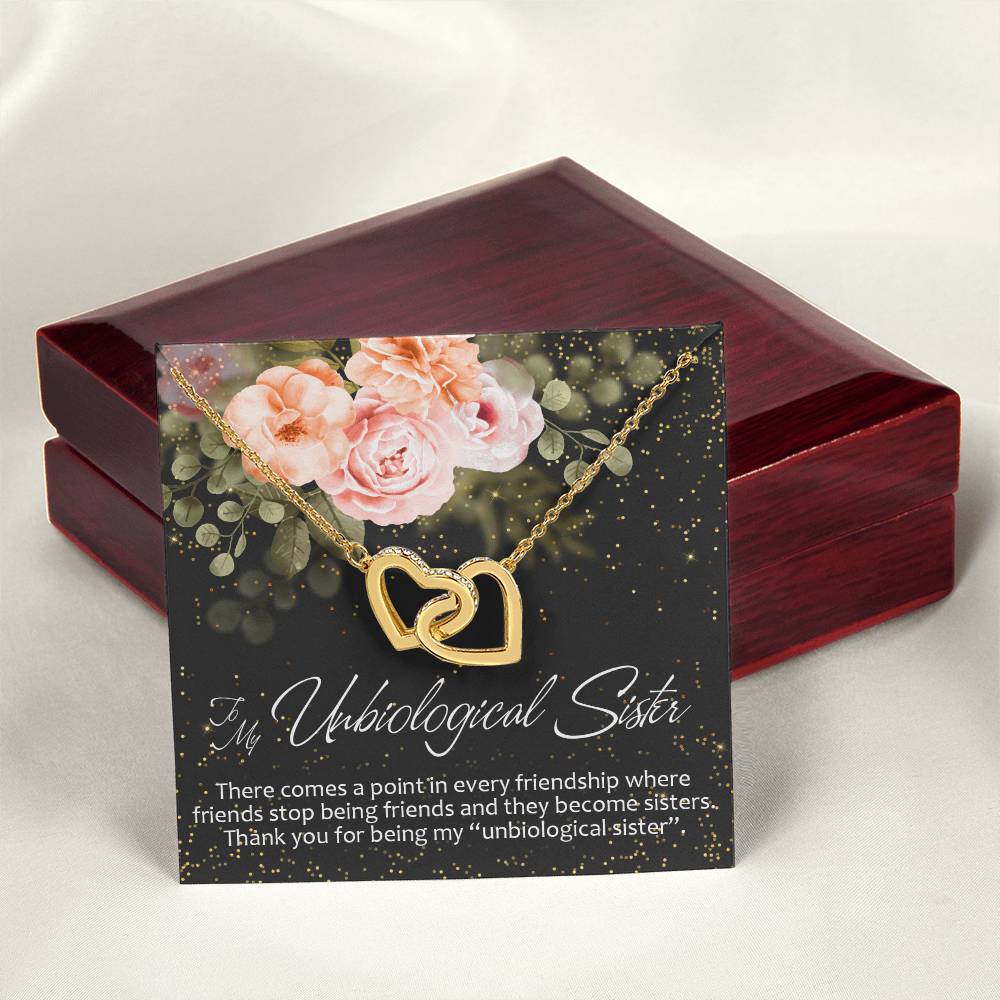 To My Unbiological Sister Interlocking Hearts Necklace