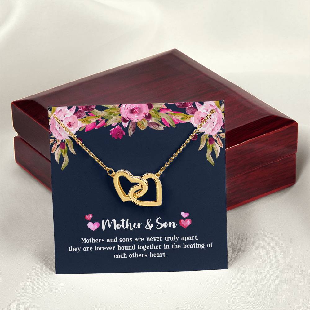 Mother & Son - Never Truly Apart Interlocking Hearts Necklace