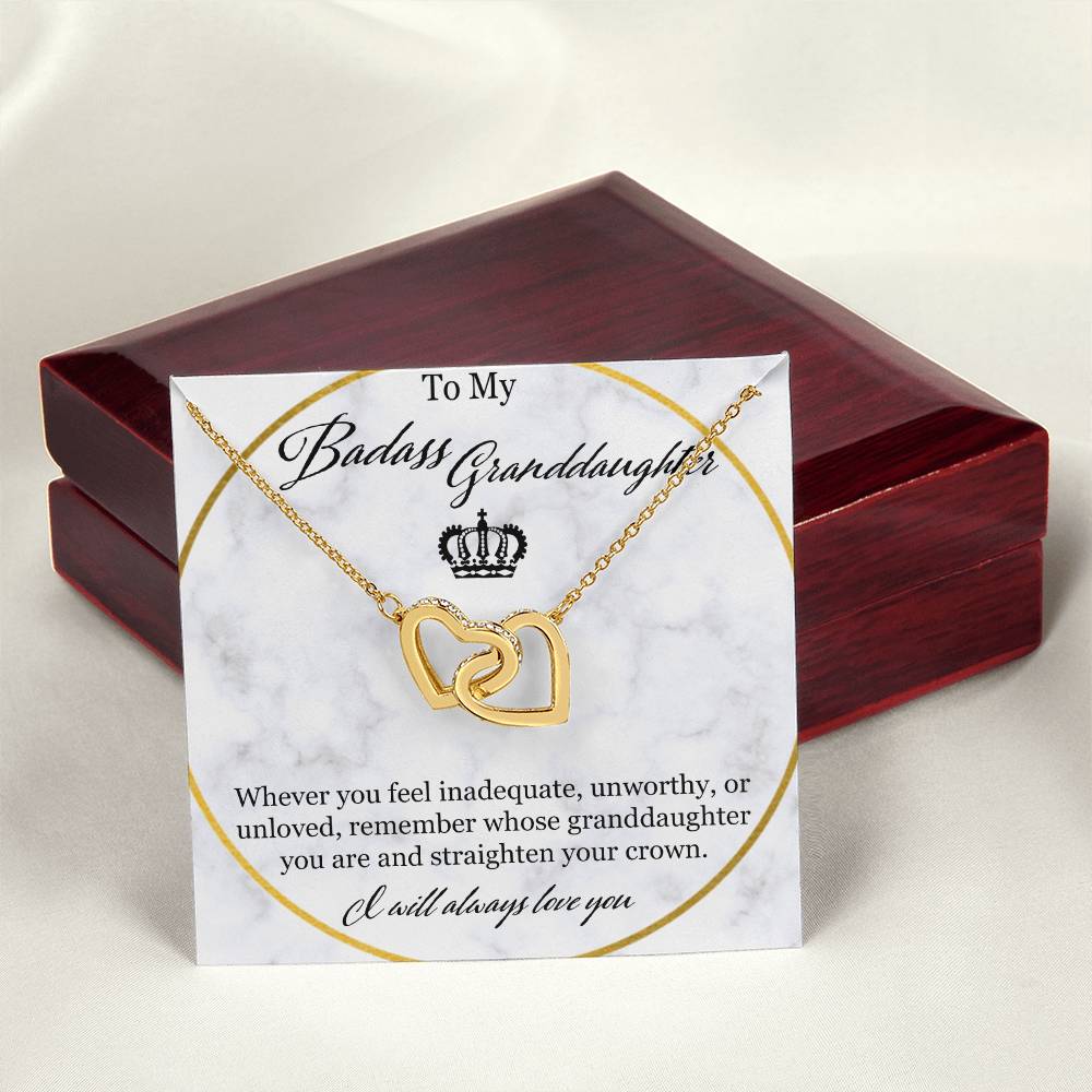 To My Badass Granddaughter Interlocking Hearts Necklace