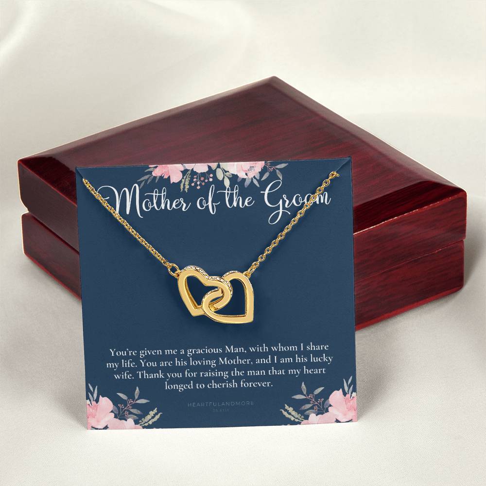 Mother Of The Groom Gift Necklace Wedding Gift Bridal Party Rehearsal Dinner Man Of My Dreams Parent Of Groom Mother In Law Gift Interlocking Hearts Necklace