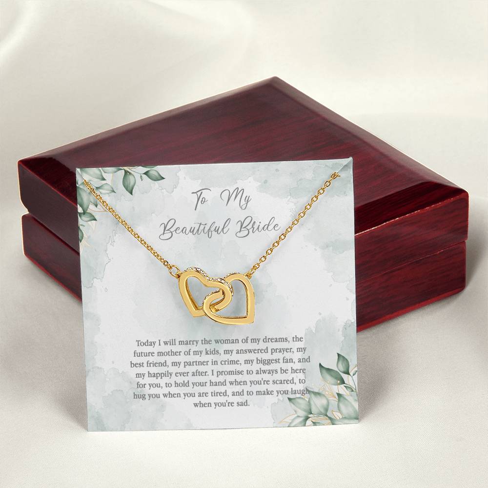 Wedding Day Gift For Bride From Groom - Woman Of My Dreams Interlocking Hearts Necklace