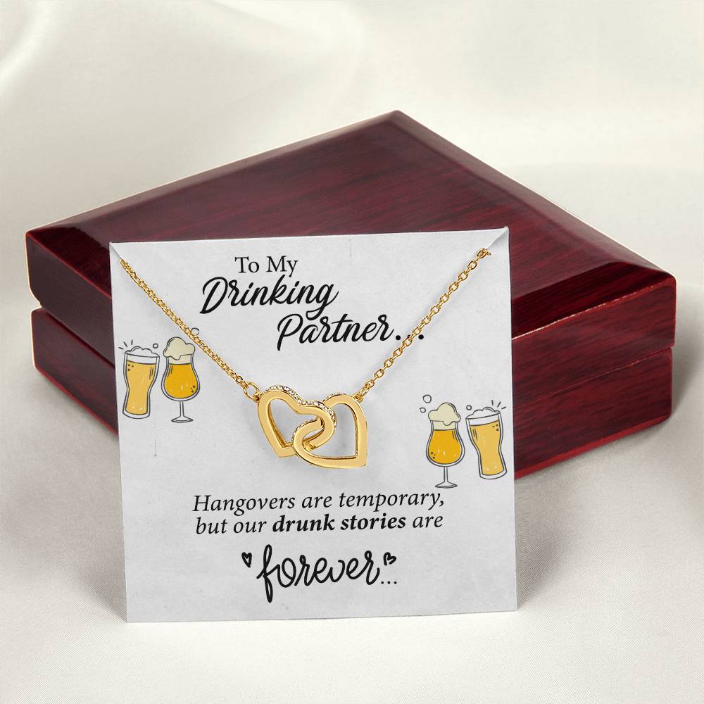 To My Beer Drinking Partner Interlocking Hearts Necklace