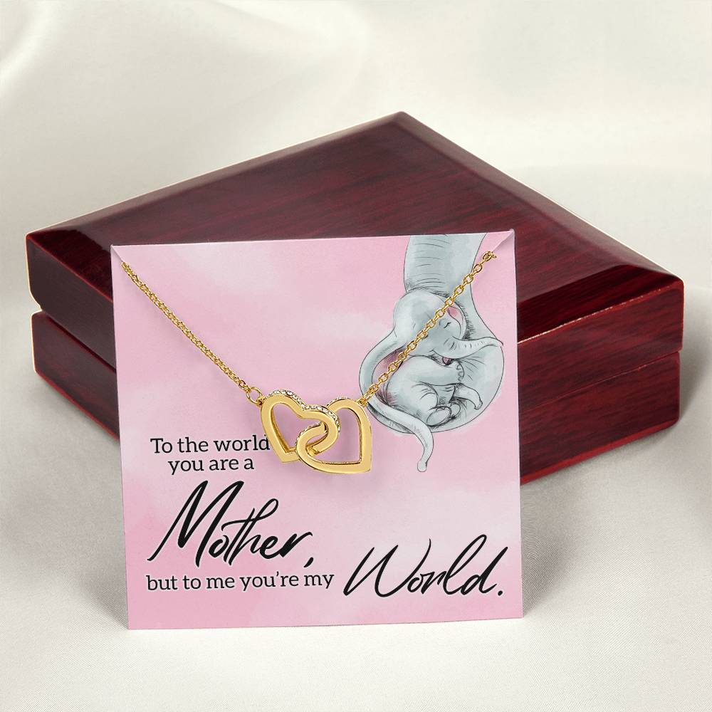 To My Mom World Love You Always Interlocking Hearts Necklace