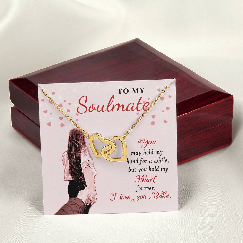 To My Soulmate - Interlocking Necklace - I Love You Babe Interlocking Hearts Necklace