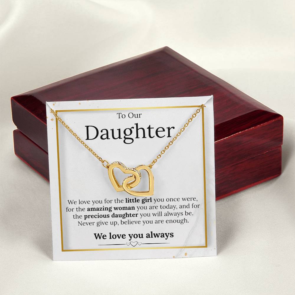 To Our Daughter Rose Gold Interlocking Heart Necklace Interlocking Hearts Necklace